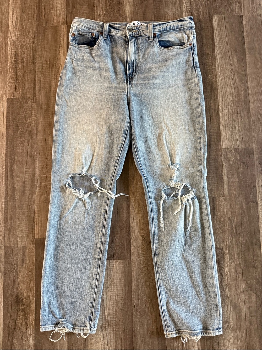 Daze Jeans Indigo Smarty Pants High Rise Slim Straight Jeans Distressed Size 30